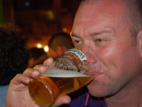 Steve McCann enjoys a cold beverage after a long day touring the battlefields around Madrid